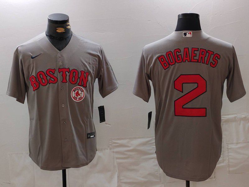 Men Boston Red Sox #2 Bogaerts Grey Game 2024 Nike MLB Jersey style 3